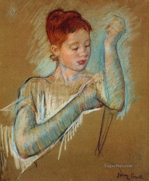 The Long Gloves mothers children Mary Cassatt Oil Paintings